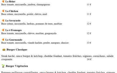 Vente de Pizzas et Burger au marché de la Roche Jaune